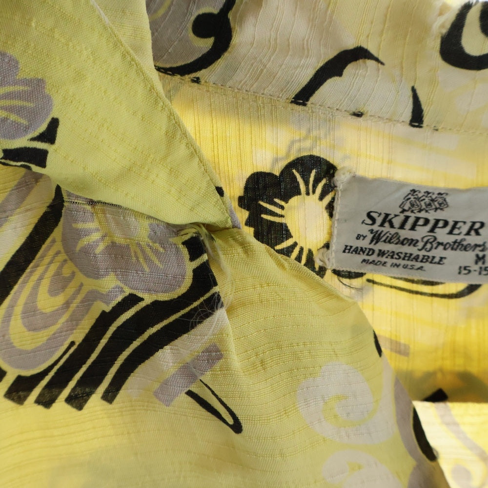 VINTAGE(ヴィンテージ) 40-50S SKIPPER OPEN COLLAR L/S SHIRT 長袖 総柄 シャツ イエロー/ブラック
