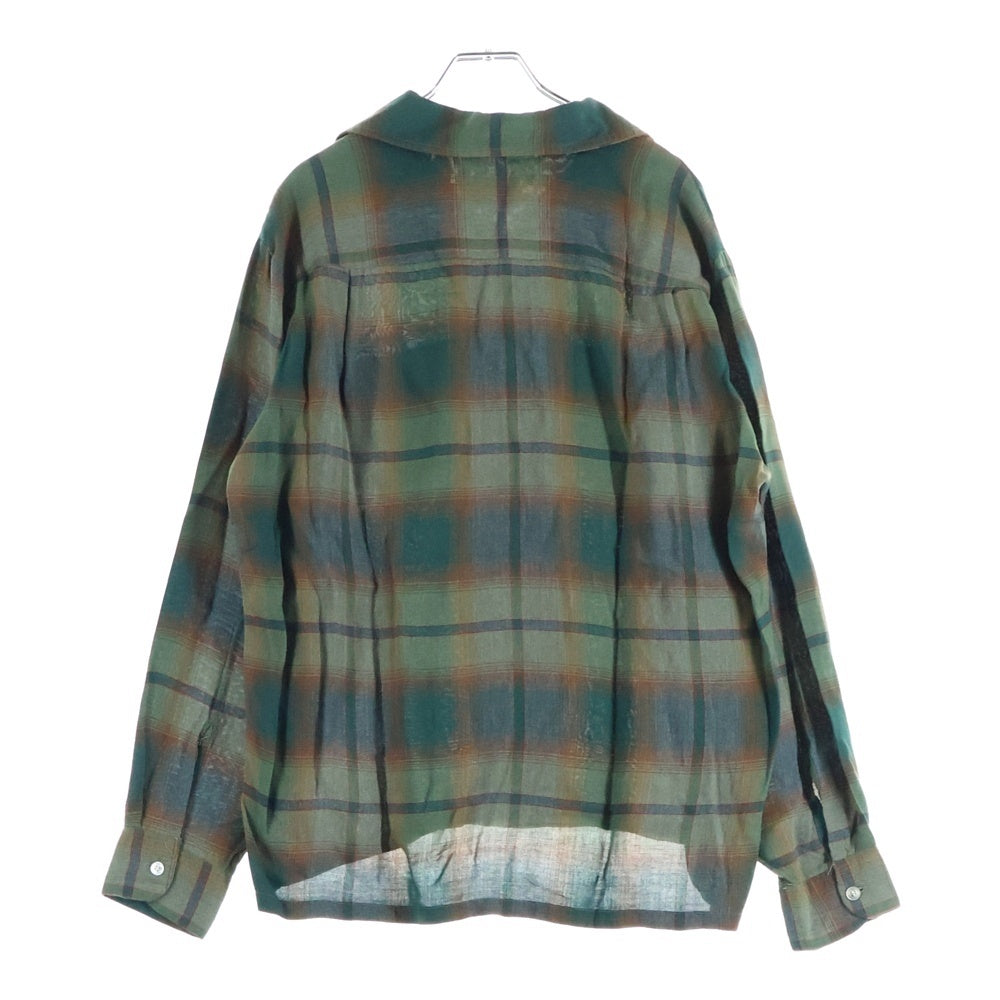 VINTAGE(ヴィンテージ) 70S SEARS THE MEN'S STORE RAYON OMBRE CHECK L/S SHIRT レーヨン オンブレチェック 長袖 シャツ グリーン/ブラウン