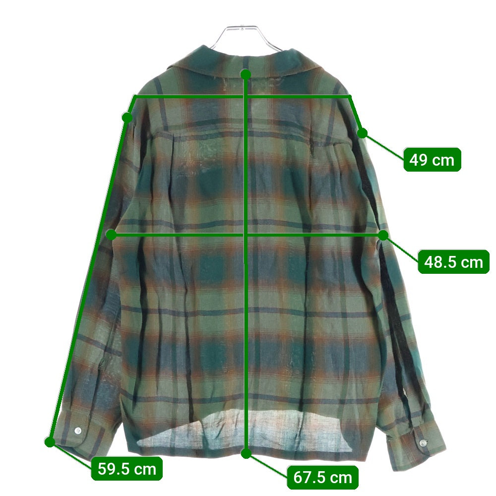 VINTAGE(ヴィンテージ) 70S SEARS THE MEN'S STORE RAYON OMBRE CHECK L/S SHIRT レーヨン オンブレチェック 長袖 シャツ グリーン/ブラウン