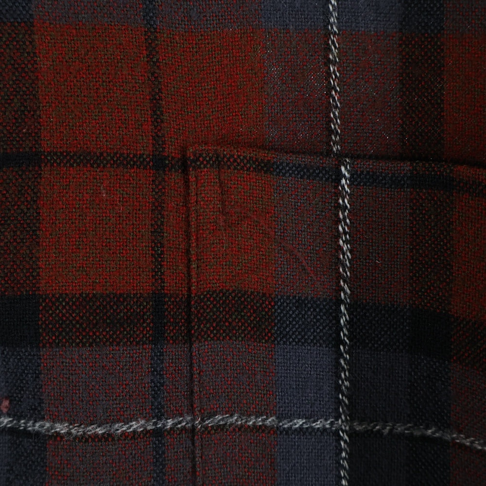 VINTAGE(ヴィンテージ) 50-60S ARROW アロー WOOL ACRYLIC CECK OPEN COLLAR L/S SHIRT ウール アクリル オープンカラー チェックシャツ 長袖 開襟 オレンジ/グレー