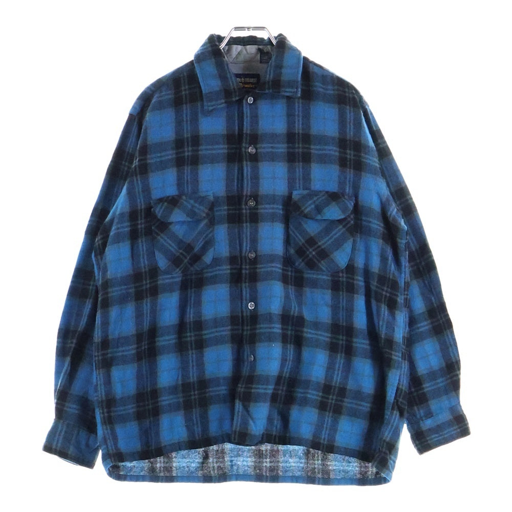 VINTAGE(ヴィンテージ) 60-70S WOOL O THE WEST ウール オー ザ ウェスト WOOL CHECK L/S SHIRT ウール チェック フラップポケット長袖シャツ ブルー/ブラック