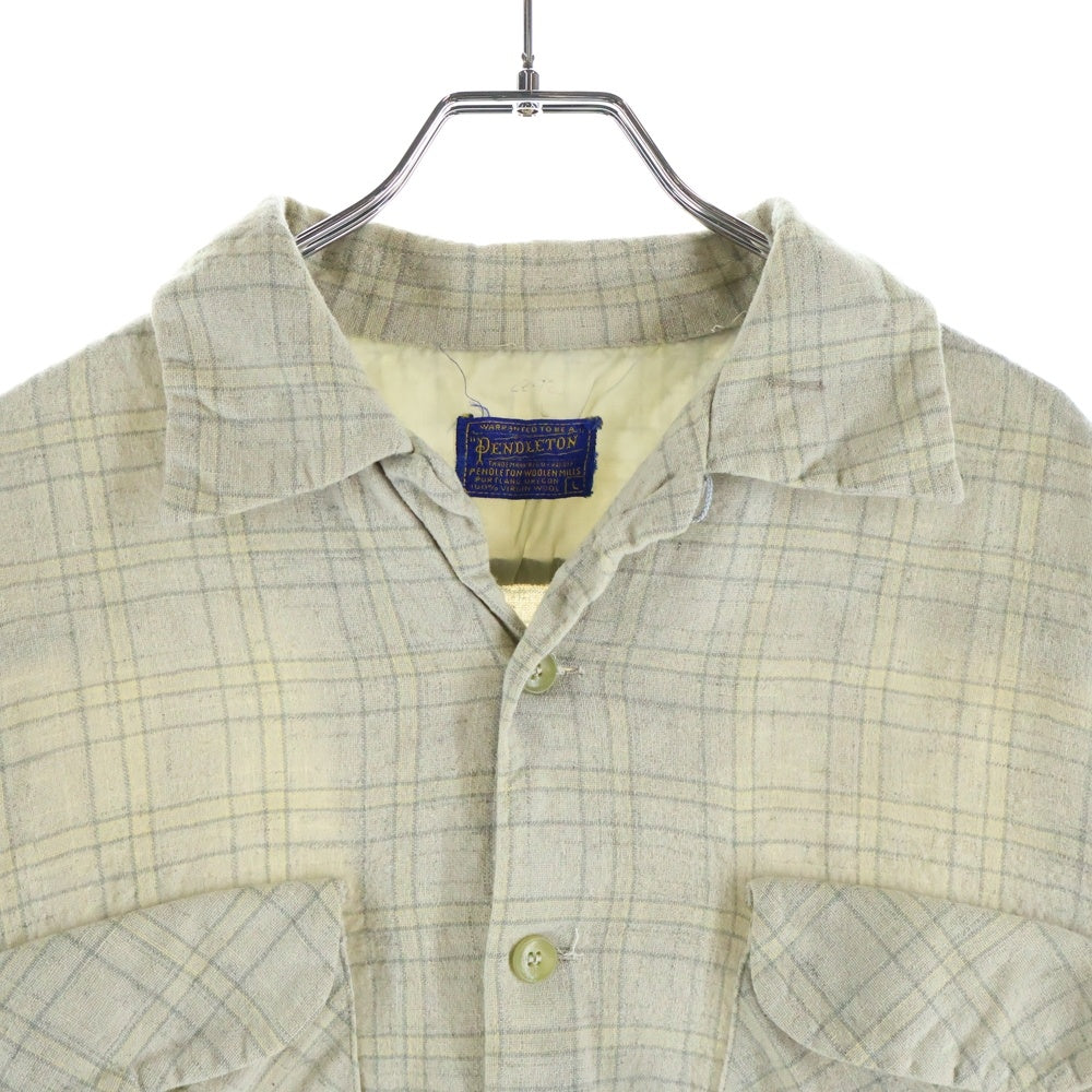 PENDLETON(ペンドルトン) 50S WOOL CHECK L/S SHIRT ウール チェック 長袖 シャツ ベージュ/イエロー