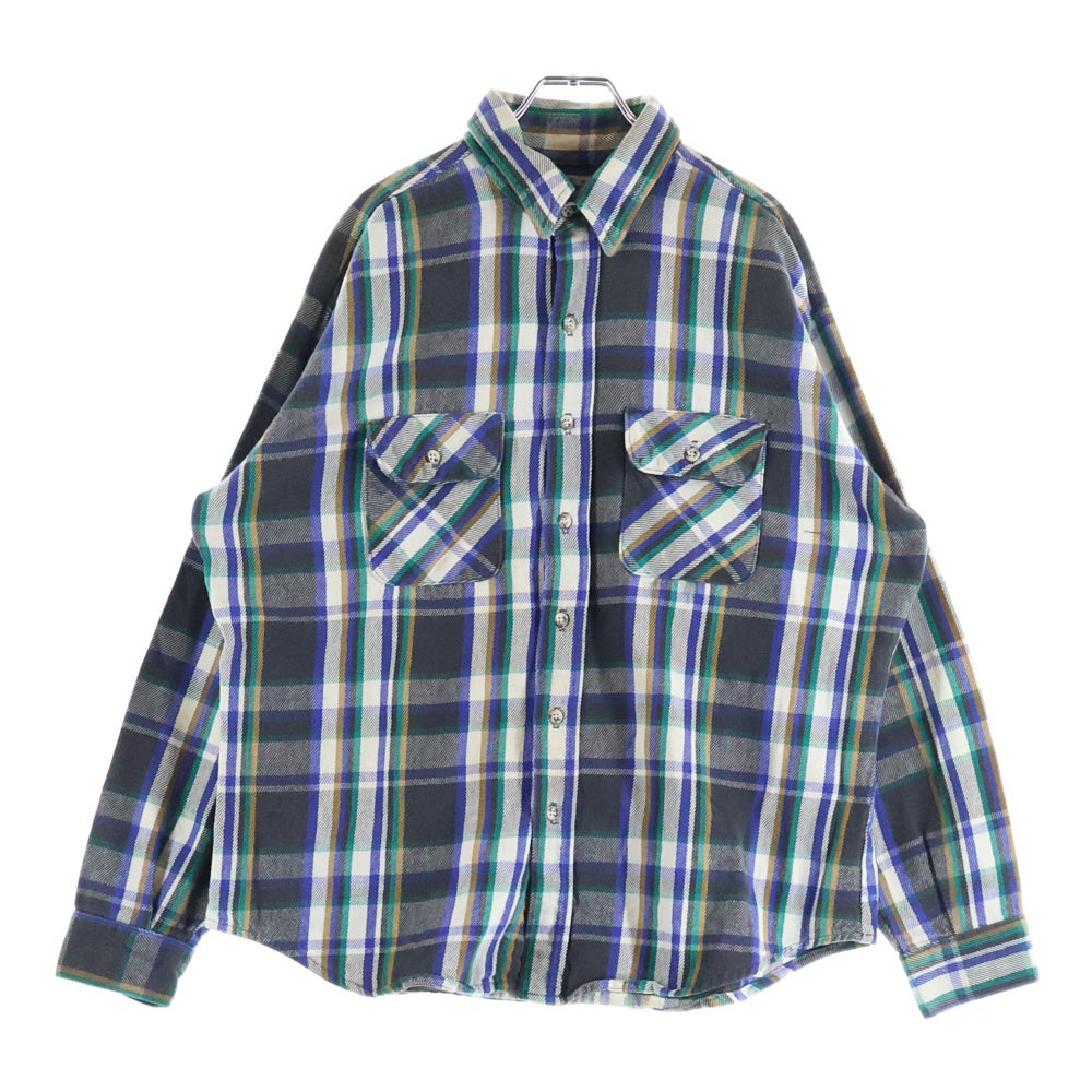 VINTAGE(ヴィンテージ) 80-90S GREAT NORTHWEST SPORTSWEAR グレート ノースウエスト スポーツウェア CHECK L/S SHIRT USA製 長袖 チェック シャツ ホワイト/ブルー/グリーン
