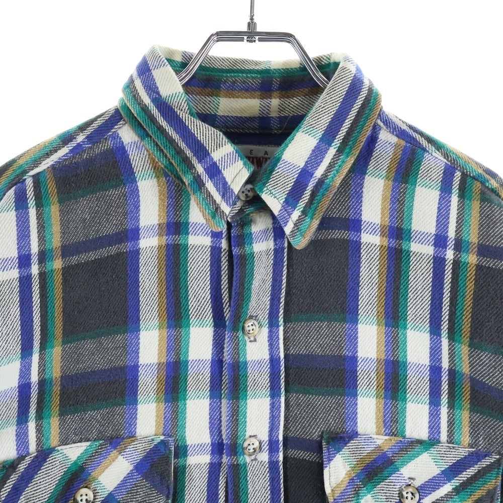 VINTAGE(ヴィンテージ) 80-90S GREAT NORTHWEST SPORTSWEAR グレート ノースウエスト スポーツウェア CHECK L/S SHIRT USA製 長袖 チェック シャツ ホワイト/ブルー/グリーン