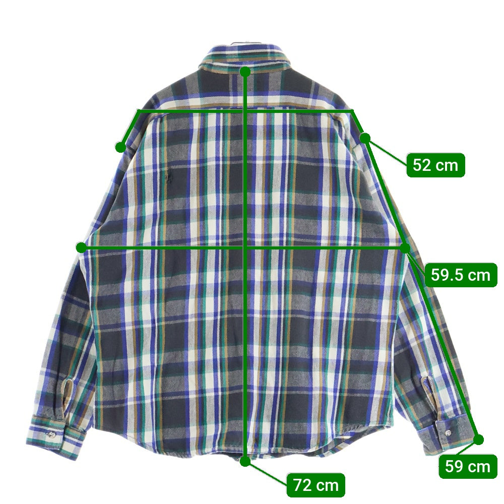 VINTAGE(ヴィンテージ) 80-90S GREAT NORTHWEST SPORTSWEAR グレート ノースウエスト スポーツウェア CHECK L/S SHIRT USA製 長袖 チェック シャツ ホワイト/ブルー/グリーン