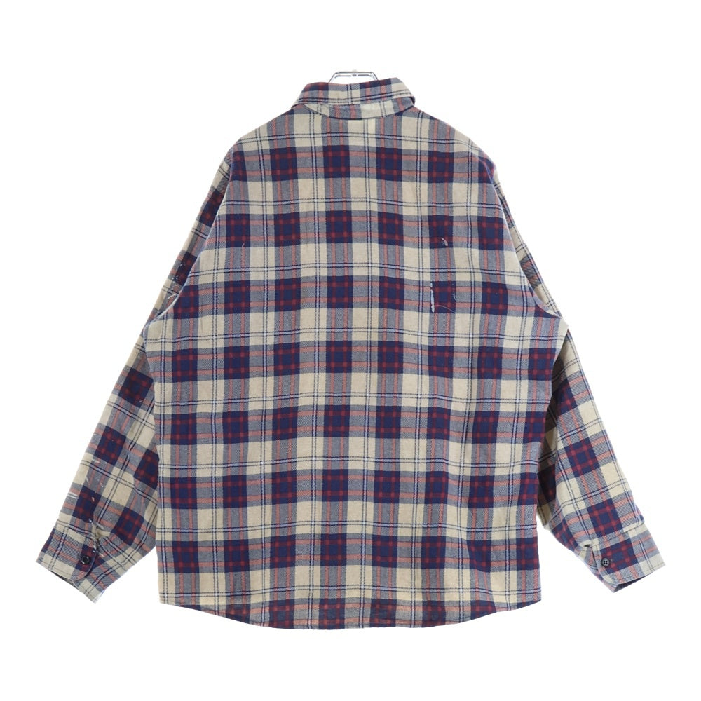 VINTAGE(ヴィンテージ) 70S SEARS CHECK L/S SHIRT USA製 裏地キルティング 長袖 チェック シャツ ホワイト/ブルー/レッド