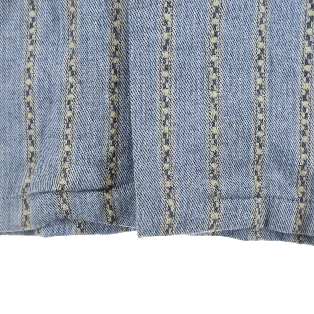 VINTAGE(ヴィンテージ) 60S CANCHA DEAD STOCK STRIPE L/S OPEN COLLAR COTTON SHIRT USA製 カンチャ デッドストック ストライプ 長袖 オープンカラーシャツ ブルー/ベージュ 5633