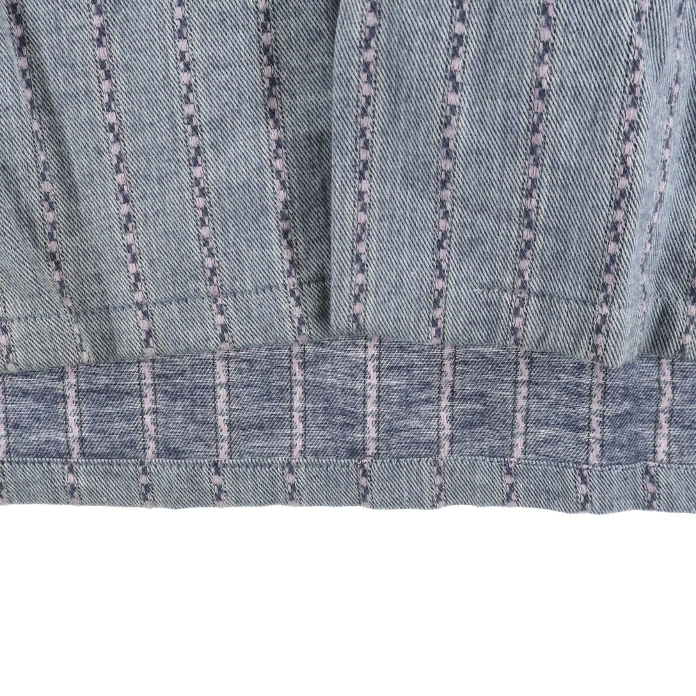 VINTAGE(ヴィンテージ) 60S CANCHA DEAD STOCK STRIPE L/S OPEN COLLAR COTTON SHIRT USA製 カンチャ デッドストック ストライプ 長袖 オープンカラーシャツ グレー/ピンク 5633