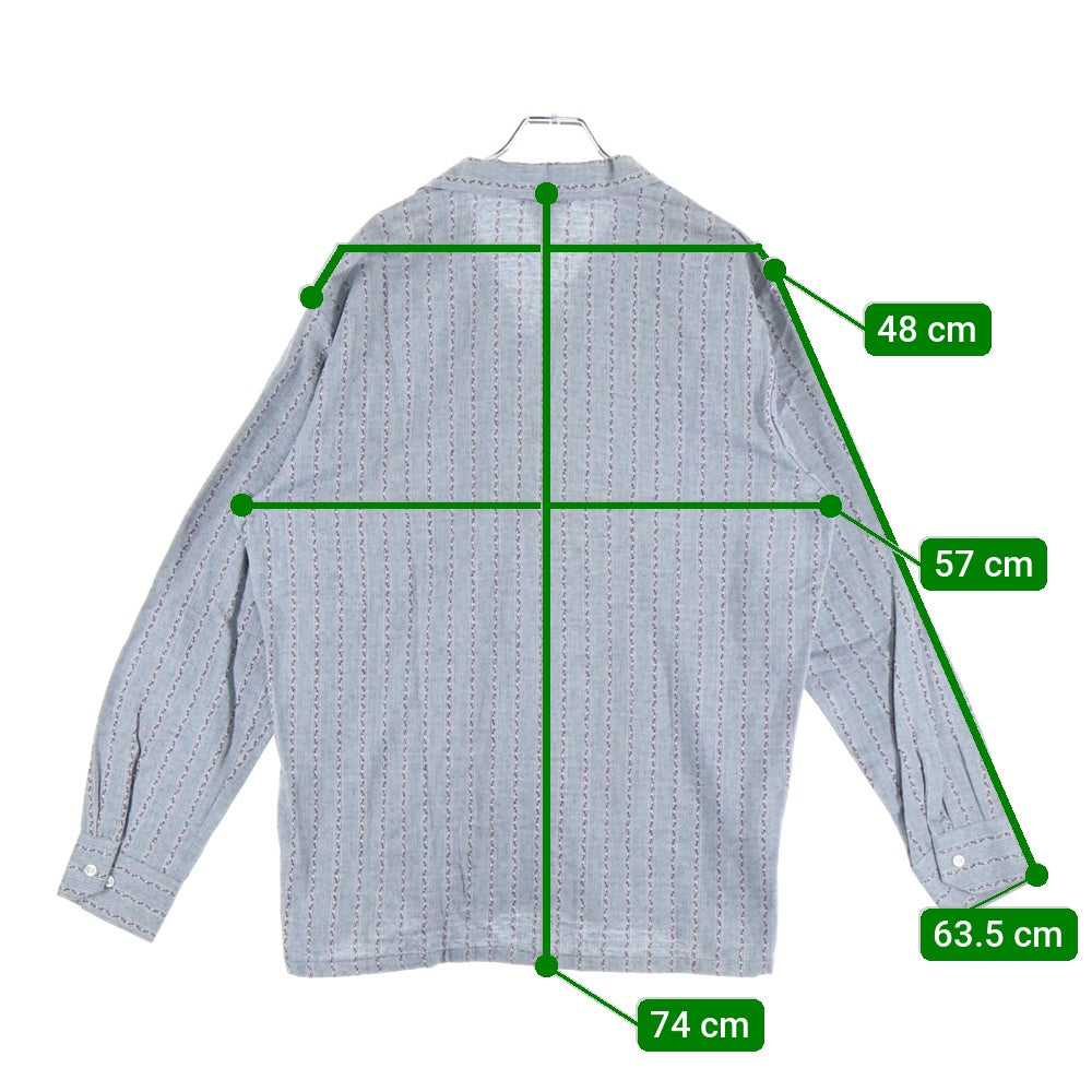 VINTAGE(ヴィンテージ) 60S CANCHA DEAD STOCK STRIPE L/S OPEN COLLAR COTTON SHIRT USA製 カンチャ デッドストック ストライプ 長袖 オープンカラーシャツ グレー/ピンク 5633