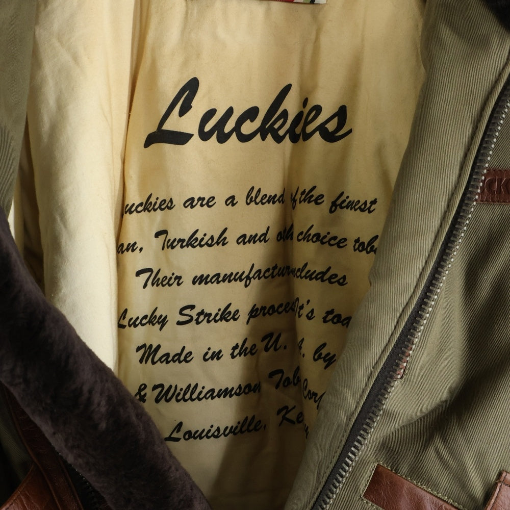 VINTAGE(ヴィンテージ) 90S LUCKY STRIKE MOUTON JACKET ラッキーストライク ムートンジャケット カーキ/ブラウン