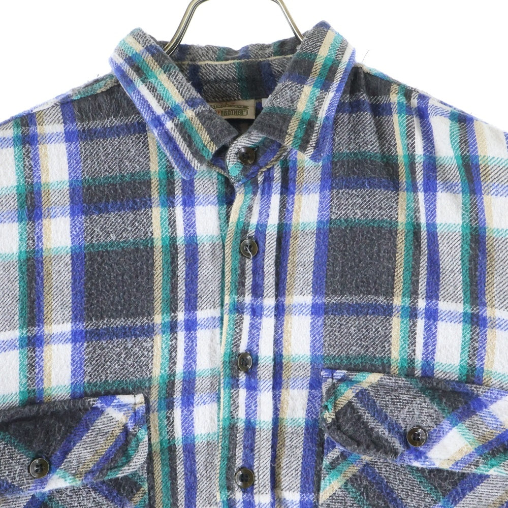 FIVE BROTHERS(ファイブブラザー) 90S COTTON CHECK L/S SHIRT コットン チェック 長袖 ネルシャツ ホワイト/ブルー/グリーン