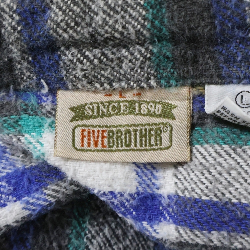 FIVE BROTHERS(ファイブブラザー) 90S COTTON CHECK L/S SHIRT コットン チェック 長袖 ネルシャツ ホワイト/ブルー/グリーン