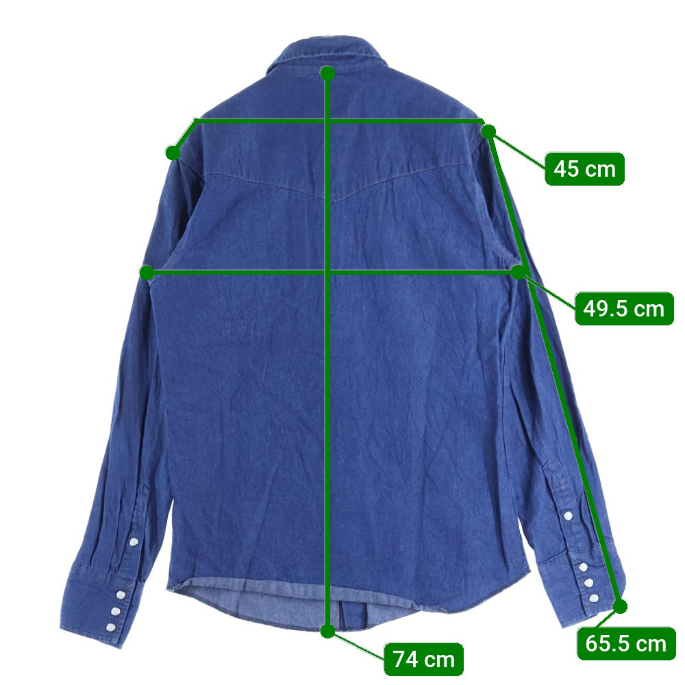 Wrangler(ラングラー) 80-90S DENIM WESTERN L/S SHIRT デニム ウエスタン 長袖 シャツ インディゴ 70127MW