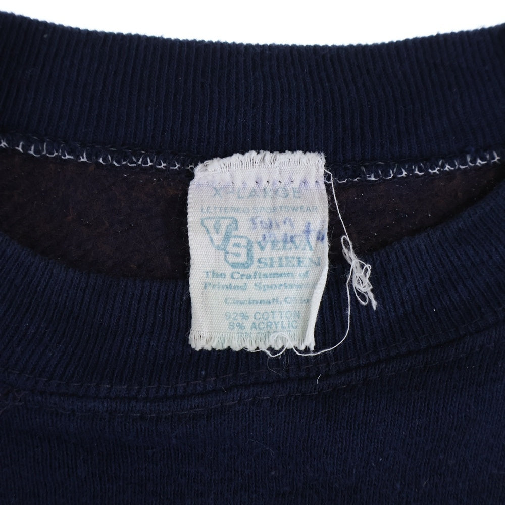 VINTAGE(ヴィンテージ) 60-70S VELVA SHEEN ベルバジーン FLOCY SWEAT STAFF LOGO フロッキー スウェット スタッフ ロゴ トレーナー ネイビー