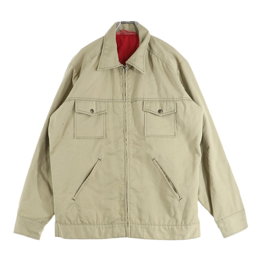Dickies(ディッキーズ) 70-80S ZIP-UP BLOUSON IDEAL ZIP WORK JACKET メキシコ製 プリントタグ ジップアップブルゾン スウィングトップ ワークジャケット 裏地キルティング ベージュ