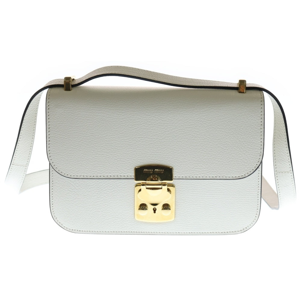 miumiu(ミュウミュウ) MADRAS マドラス レザーショルダーバッグ ホワイト 5BD230 レディース