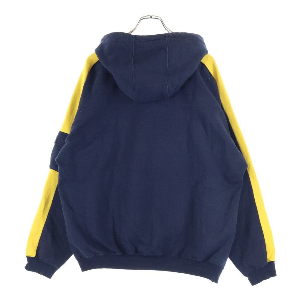 VINTAGE(ヴィンテージ) BANANA JACK バナナジャック PULLOVER HOODIE SWEAT MA-1 TYPE ライン 袖ポケット プルオーバー フーディー パーカー ネイビー/イエロー