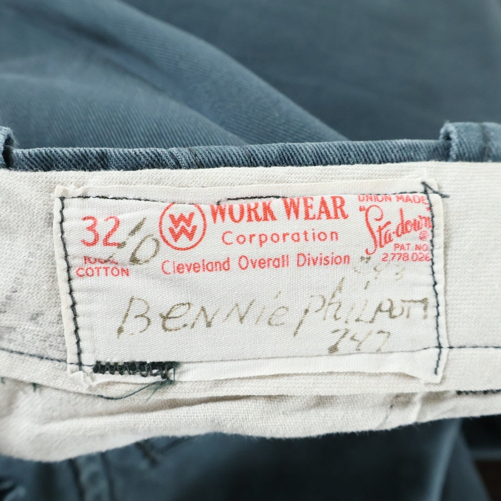 VINTAGE(ヴィンテージ) 60S STA-DOWN スタ ダウン WORK CHINO PANTS USA製 ワーク チノ パンツブルー