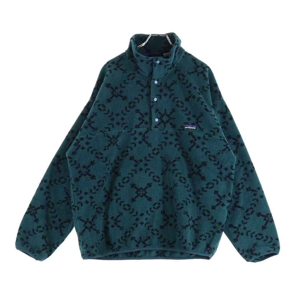 PATAGONIA(パタゴニア) 90S SNAP-T FLEECE JACKET SNO SPRUCE USA製 スナップT フリース 雪なしタグ スノスプルース 雪柄 総柄 グリーン/ブラック