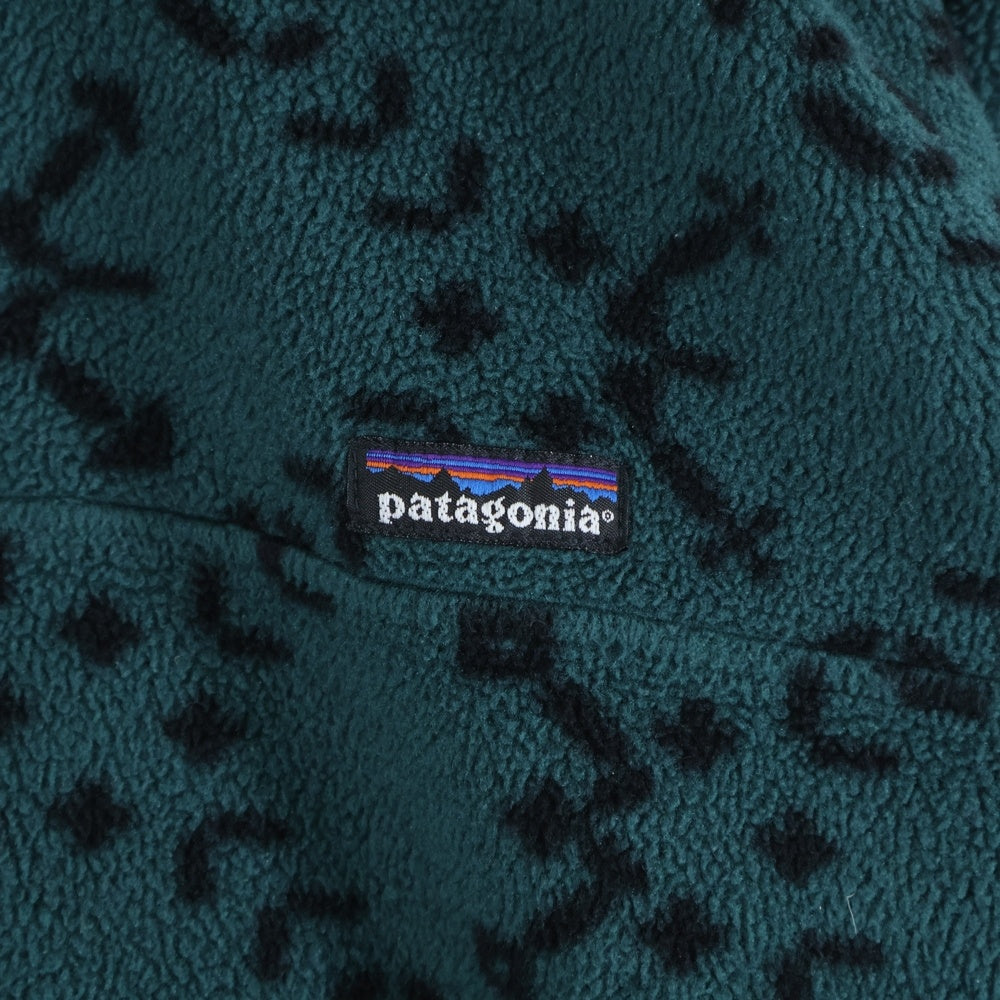 PATAGONIA(パタゴニア) 90S SNAP-T FLEECE JACKET SNO SPRUCE USA製 スナップT フリース 雪なしタグ スノスプルース 雪柄 総柄 グリーン/ブラック