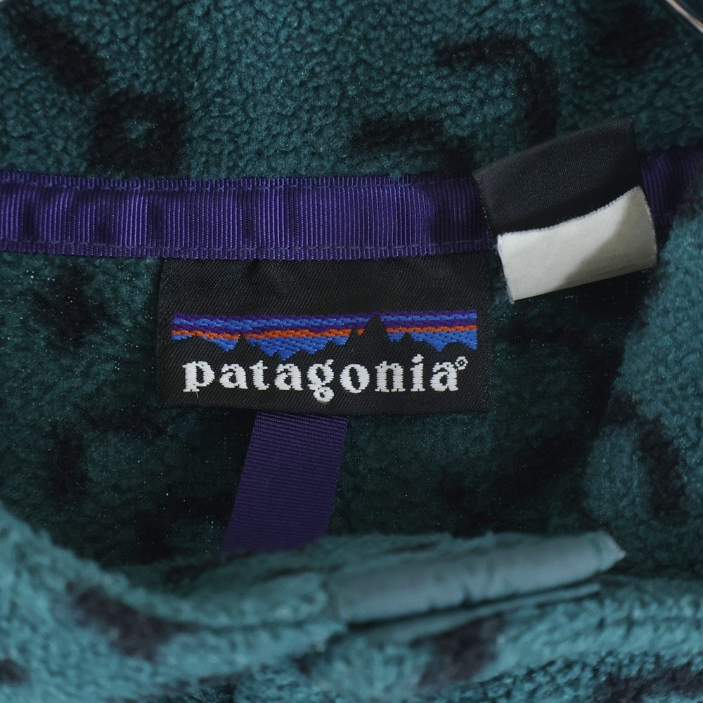 PATAGONIA(パタゴニア) 90S SNAP-T FLEECE JACKET SNO SPRUCE USA製 スナップT フリース 雪なしタグ スノスプルース 雪柄 総柄 グリーン/ブラック