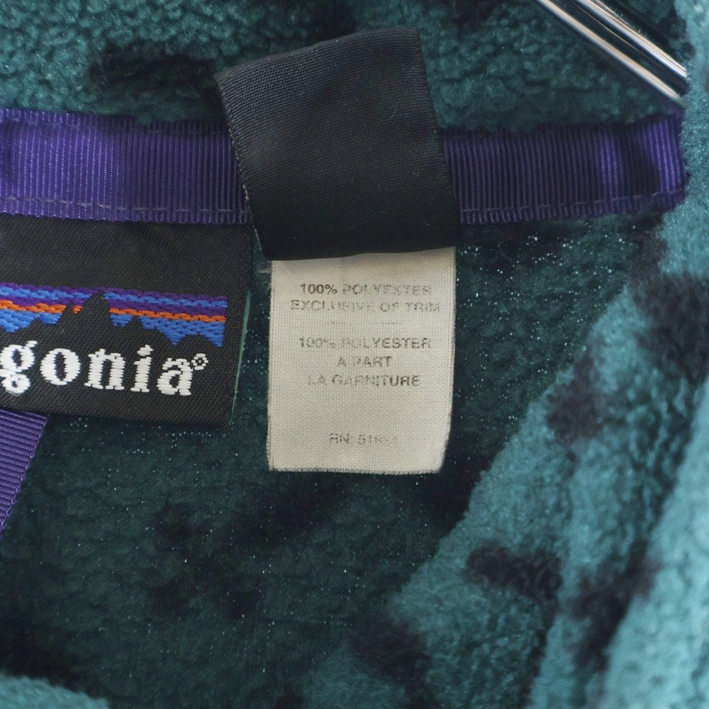 PATAGONIA(パタゴニア) 90S SNAP-T FLEECE JACKET SNO SPRUCE USA製 スナップT フリース 雪なしタグ スノスプルース 雪柄 総柄 グリーン/ブラック