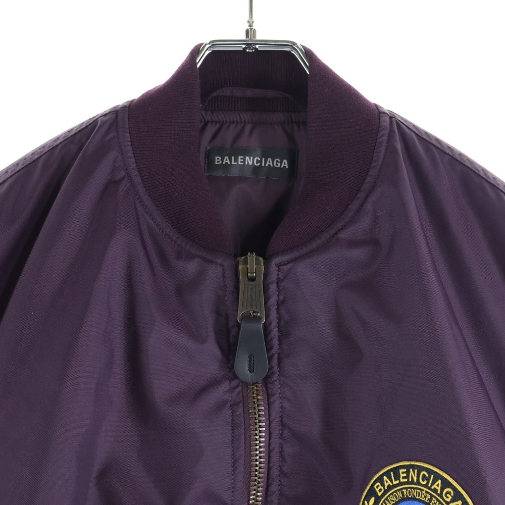 BALENCIAGA(バレンシアガ) 25AW MA-1 WAPPEN FLIGHT JACKET フライトジャケット エンブレム ワッペンロゴ ボンバージャケットパープル 839122