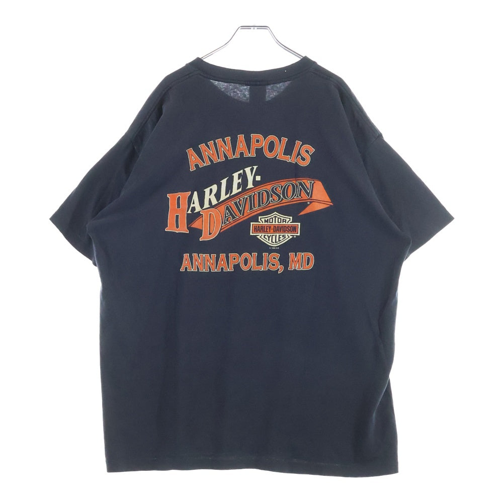 HARLEY DAVIDSON(ハーレーダビッドソン) 90s EAGLE FACE TEE イーグルフェイス 両面プリント Tシャツ ブラック