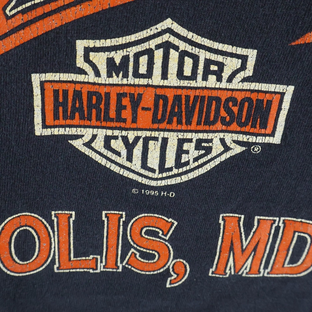 HARLEY DAVIDSON(ハーレーダビッドソン) 90s EAGLE FACE TEE イーグルフェイス 両面プリント Tシャツ ブラック
