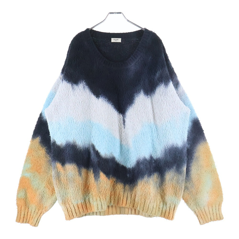CELINE(セリーヌ) 21SS LOOSE CREW NECK SWEATER IN BRUSHED COTTON 2A90K727M TIE-DYE タイダイ柄ルーズニットセーター ブラック/ブルー/オレンジ