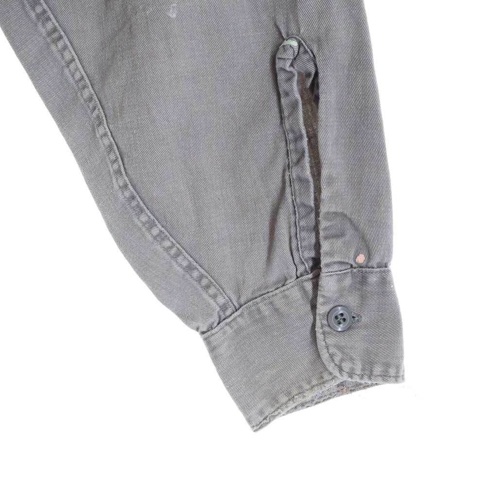VINTAGE(ヴィンテージ) 50-60S WASHINGTON L/S SHIRT VAD DYED マチ付き フラップポケット 長袖 シャツ ブラウン