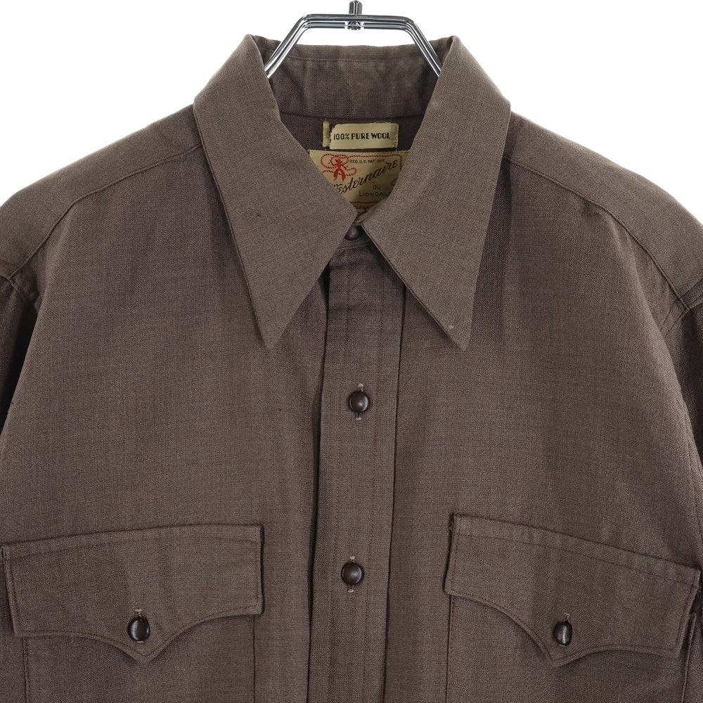 VINTAGE(ヴィンテージ) 40-50S WESTERNAIRE BY LIONDALE L/S SHIRT ウエスタン ウール マチ付き 長袖シャツ ブラウン