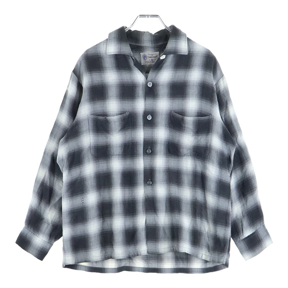 PENNEYS TOWNCRAFT(ぺニーズタウンクラフト) 50S RAYON OMBRE CHECK L/S SHIRT BIG-P デカP レーヨン オンブレ チェック 長袖シャツ ブラック/ホワイト