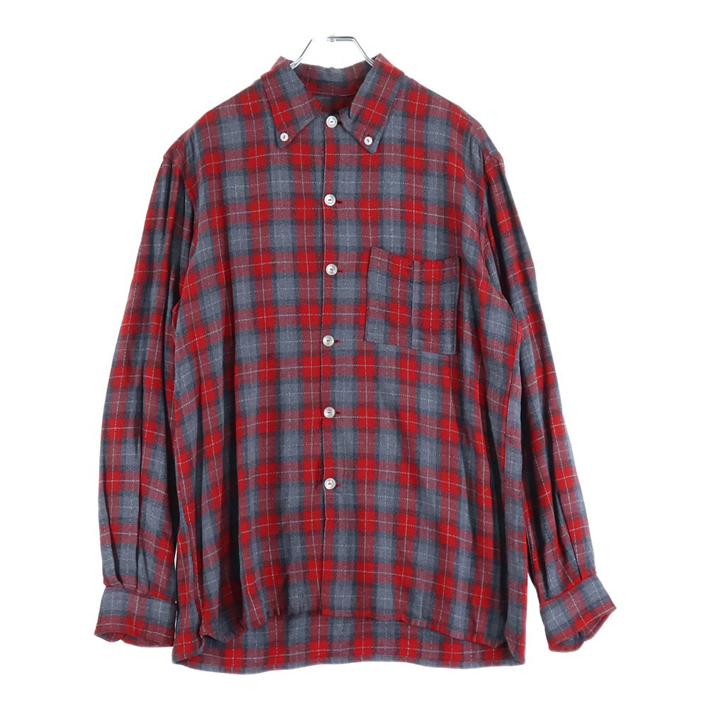 VINTAGE(ヴィンテージ) 50-60S RAYON GABARDINE OMBRE CHECK L/S SHIRT レーヨン ギャバジン オンブレ チェック 長袖シャツ レッド/グレー