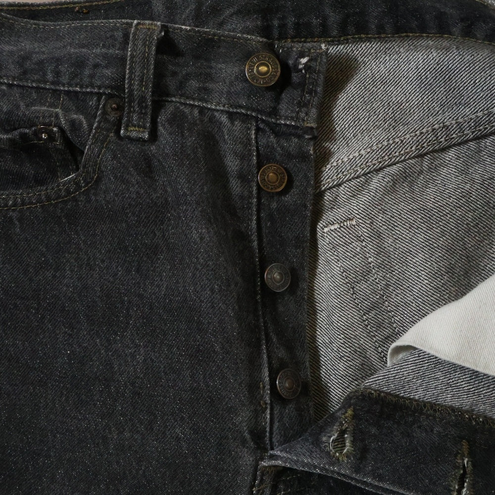 Levi's(リーバイス) 90S VINTAGE 501 CUT OFF BLACK DENIM PANTS ボタン裏刻印653 レジスターR 先染め カットオフ デニムパンツ ブラック