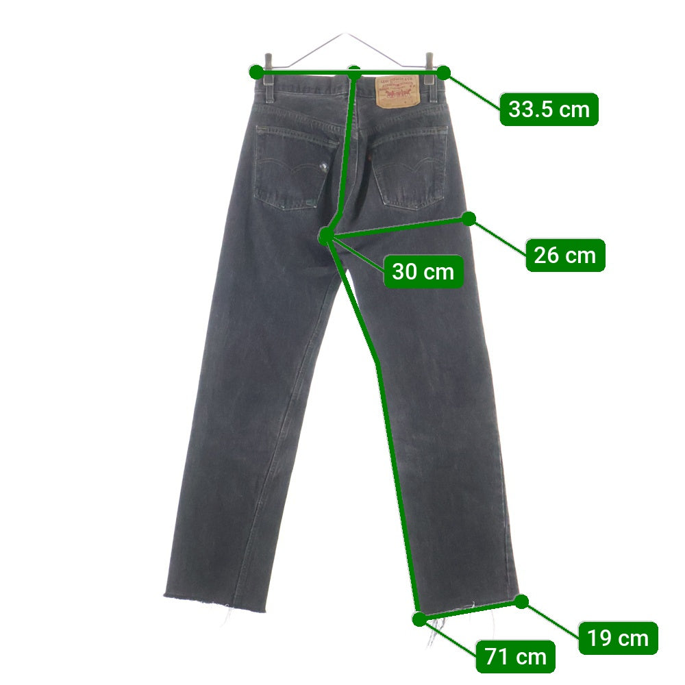 Levi's(リーバイス) 90S VINTAGE 501 CUT OFF BLACK DENIM PANTS ボタン裏刻印653 レジスターR 先染め カットオフ デニムパンツ ブラック