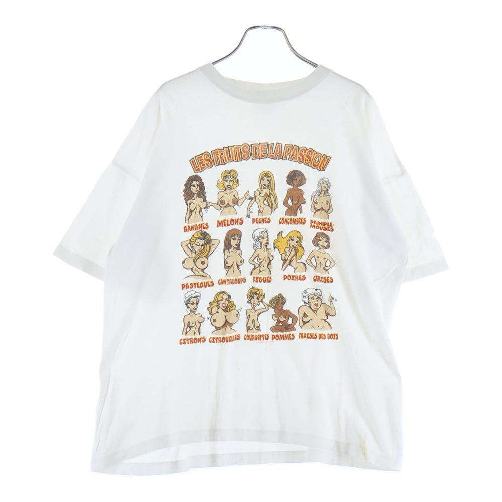 VINTAGE(ヴィンテージ) 90-00S LES FRUITS DELA PASSION TITS HOT TEE フロントプリント 半袖Tシャツ カットソー ホワイト