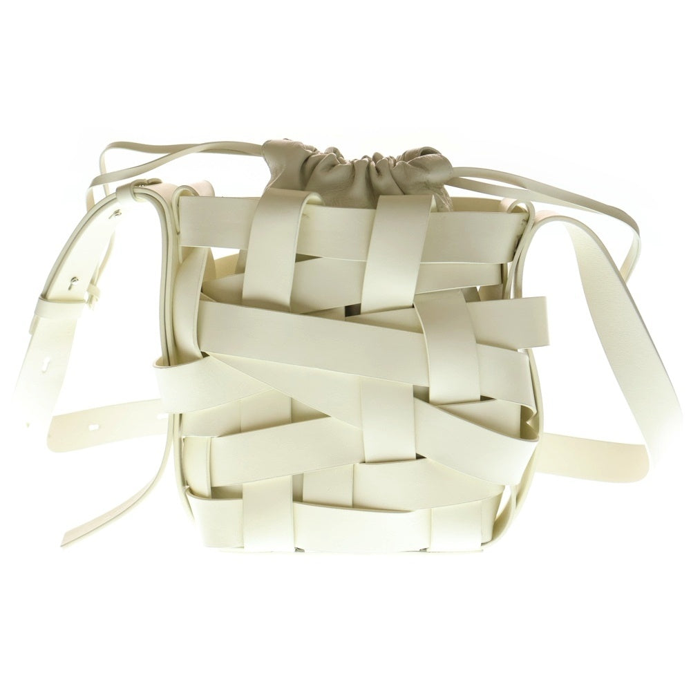 JIL SANDER(ジルサンダー) SMALL WOVEN CROSS BAG カーフレザー スモール ウーヴン クロス バッグ アイボリー レディース
