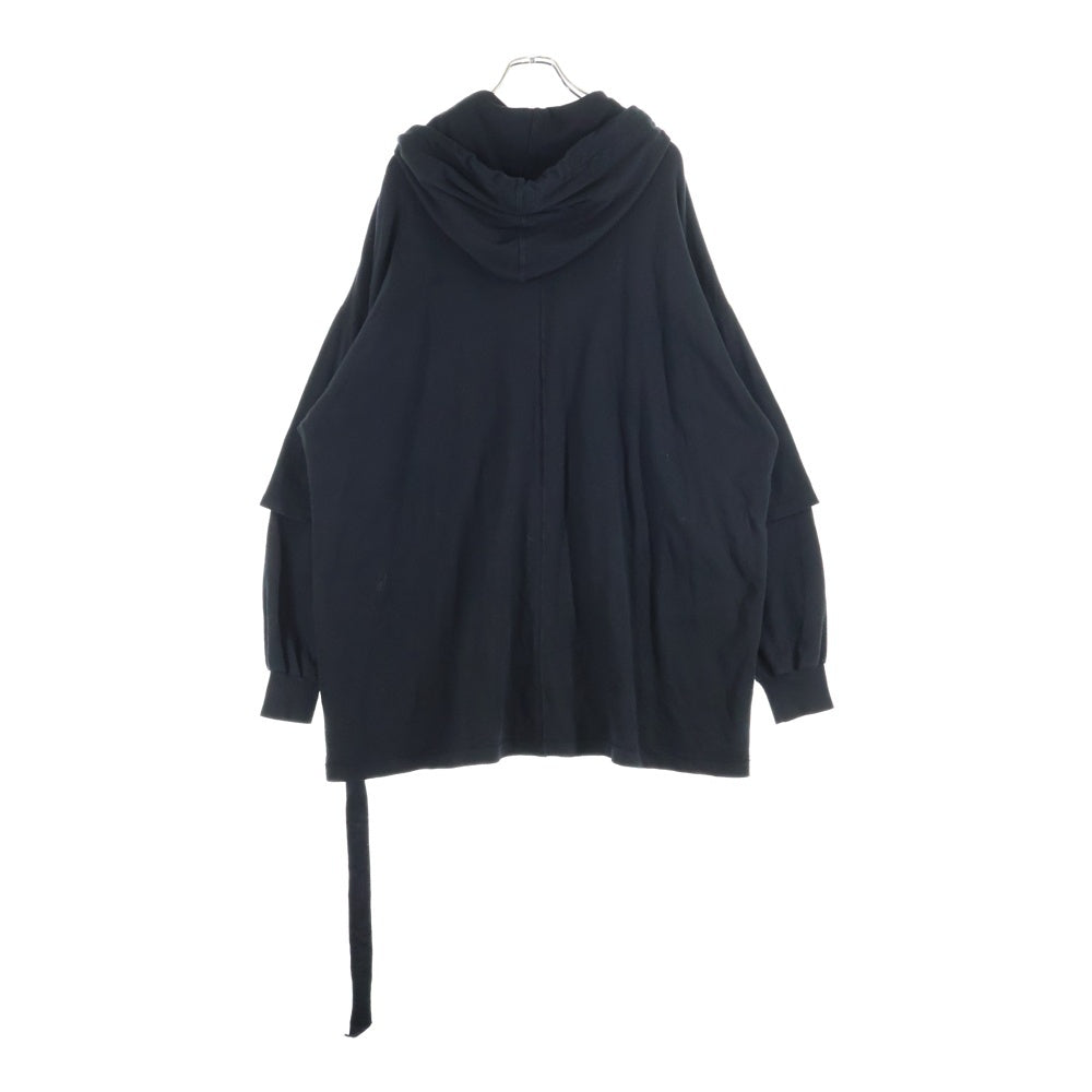 Rick Owens DRKSHDW(リックオウエンス ダークシャドウ) 25AW TOMMY HUSTLER HOODIE DU02E7271-JDB レイヤードデザインプルオーバーパーカー ブラック