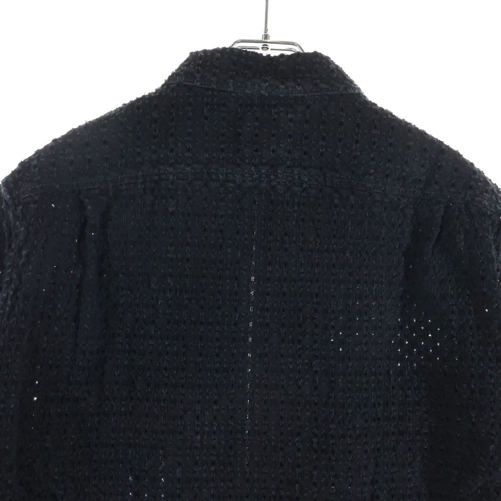 THISISNEVERTHAT(ディスイズネバーザット) DAMAGED DENIM ZIP S/S SHIRT ダメージ デニム ジップ 半袖シャツ ブラック TN250DSHTS01