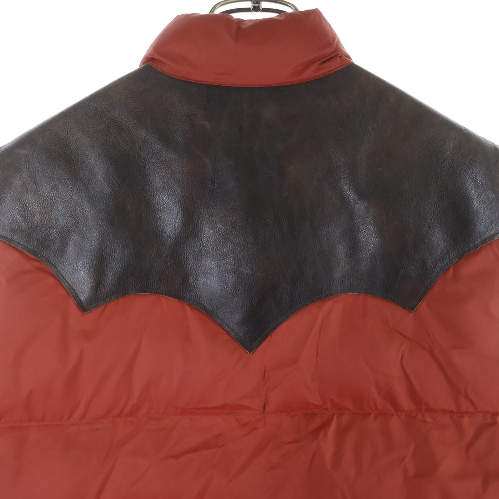 RRL(ダブルアールエル) レザー ヨーク 中綿 ベスト レッド/ブラウン 782758405001