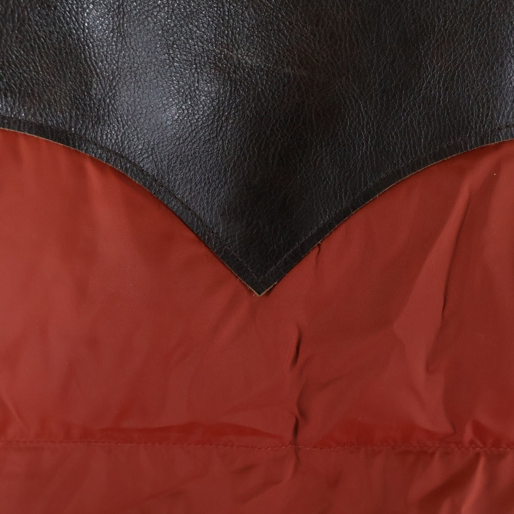 RRL(ダブルアールエル) レザー ヨーク 中綿 ベスト レッド/ブラウン 782758405001