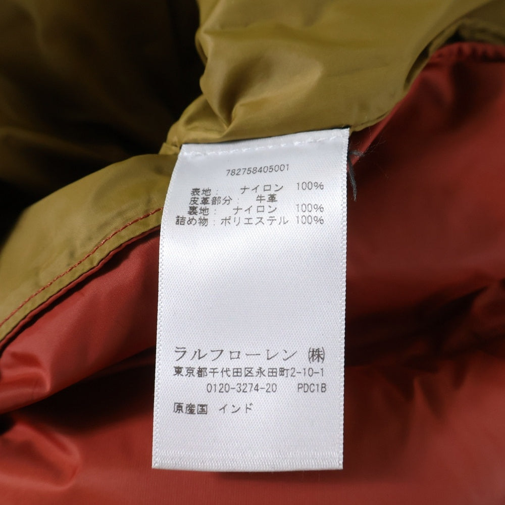 RRL(ダブルアールエル) レザー ヨーク 中綿 ベスト レッド/ブラウン 782758405001