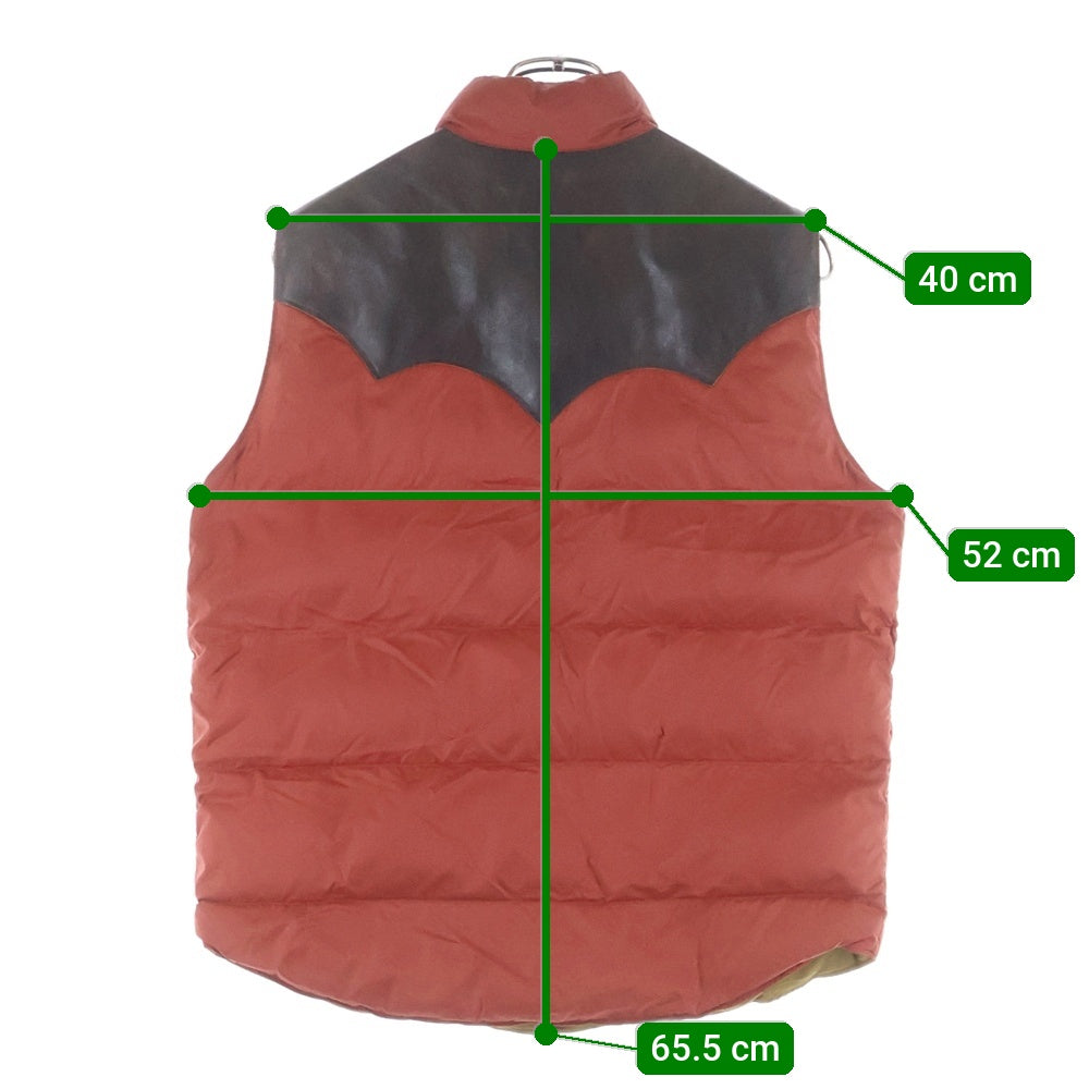 RRL(ダブルアールエル) レザー ヨーク 中綿 ベスト レッド/ブラウン 782758405001