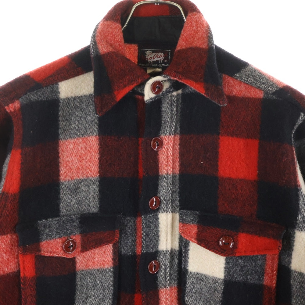 WOOLRICH(ウールリッチ) 50S BUFFALO CHECK L/S WOOL SHIRT バッファローチェック ウール 長袖 シャツ マチ付き レッド/ホワイト/ブラック