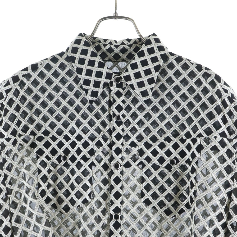UNDERCOVER(アンダーカバー) 22SS JUN TAKAHASHI 2WAY SHEER WESTERN SHIRT JACKET シアー 2ウェイ ウエスタン シャツ ジャケット ホワイト/ブラック UC1B1409-2 レディース
