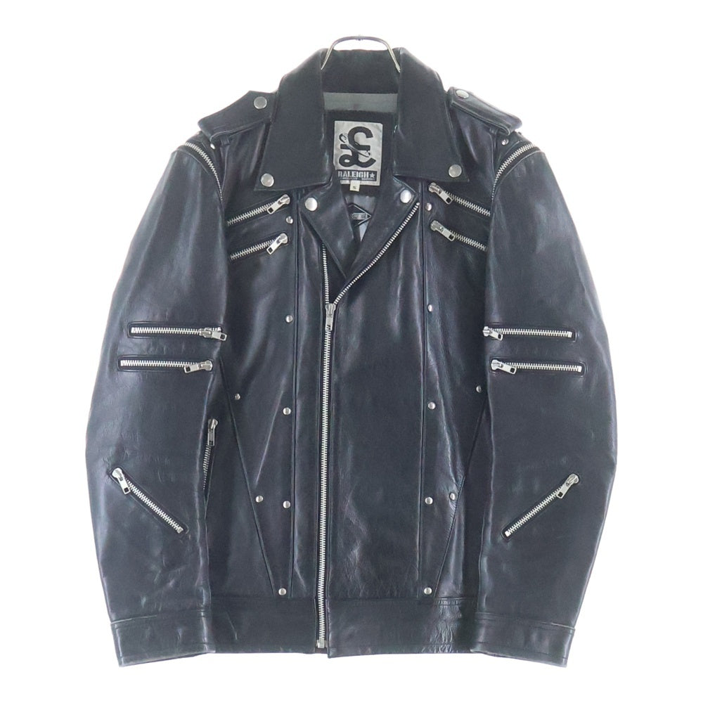 BOUNTY HUNTER(バウンティーハンター) × RALEIGH ラレー MULTI ZIP LEATHER RIDERS JACKET マルチ ジップ レザー ライダース ジャケット ブラック レディース