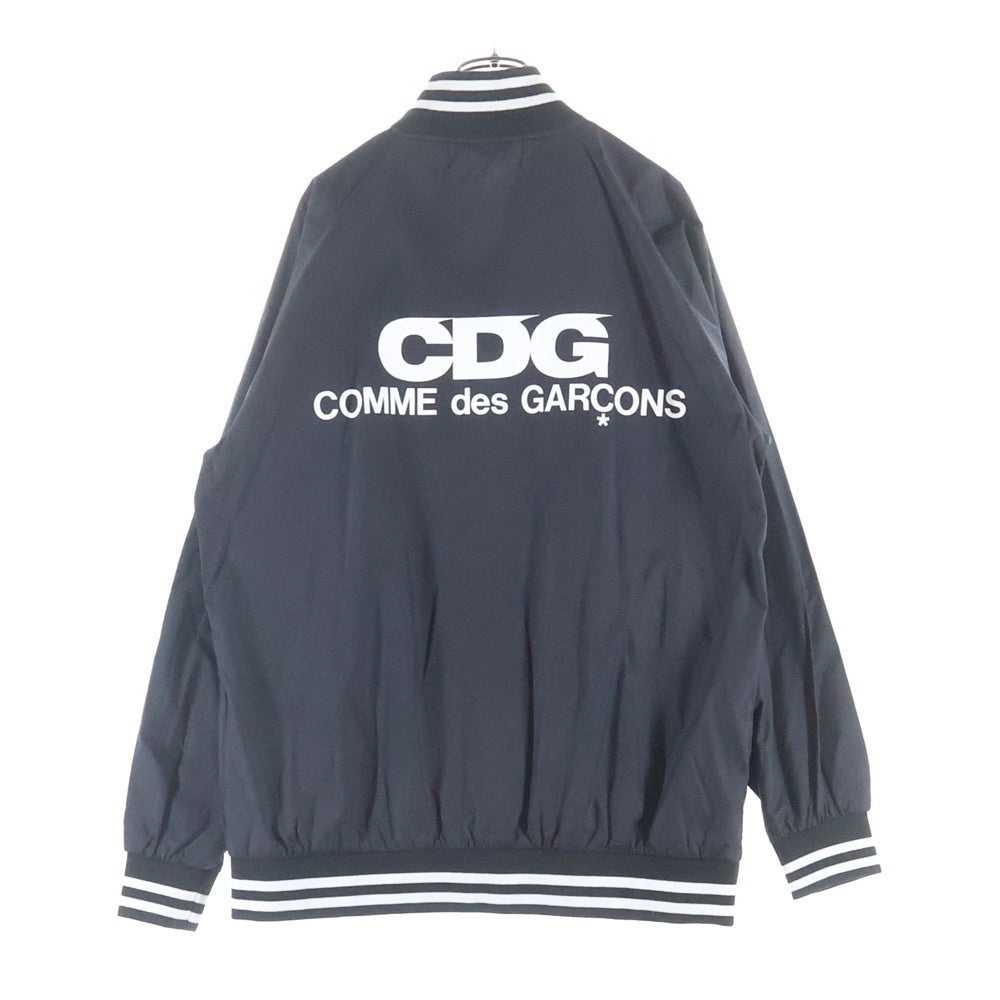 CDG(シーディージー) AD2019 LOGO PRINT NYLON STADIUM JACKET バック エアライン ロゴ ナイロン スタジャン ジャケット ブラック SZ-J006 レディース