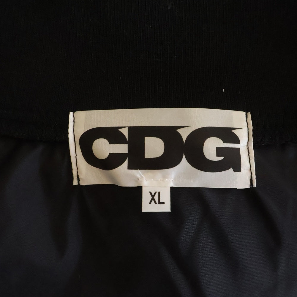 CDG(シーディージー) AD2019 LOGO PRINT NYLON STADIUM JACKET バック エアライン ロゴ ナイロン スタジャン ジャケット ブラック SZ-J006 レディース
