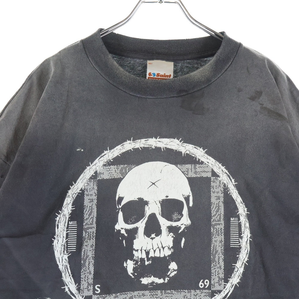 SAINT MICHAEL(セントマイケル) 25AW × Kosuke Kawamura S/S T-SHIRT PERVERSION 両面プリント 半袖Tシャツ カットソー ブラック SM-HR1-0000-C16